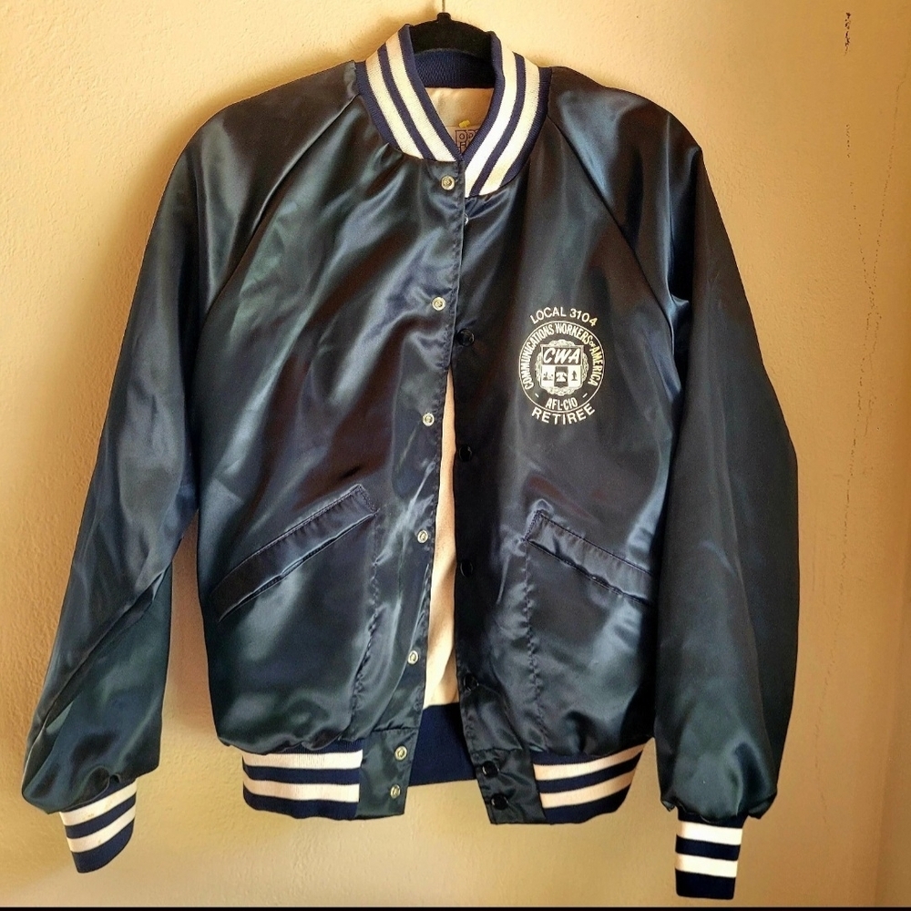 Vintage M King Loiue Blue Bomber Jacket Collegate Sportwear Grandpa